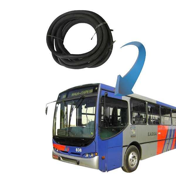 Guarnição (Quadro Borracha) Janela Motorista Ônibus Caio Apache VIP/S21 – Anos 2003 a 2007