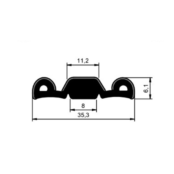 Borracha canaleta flocada janela ônibus AT102