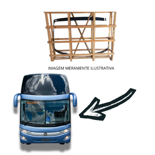 Parabrisa bipartido ônibus Marcopolo Paradiso G7 - 1600 / 1800 Verde 115,5X130CM