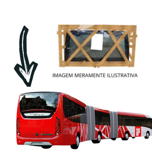 Vidro Vigia traseiro Onibus Marcopolo Vialle BRS 2012 Verde 227,5X124CM