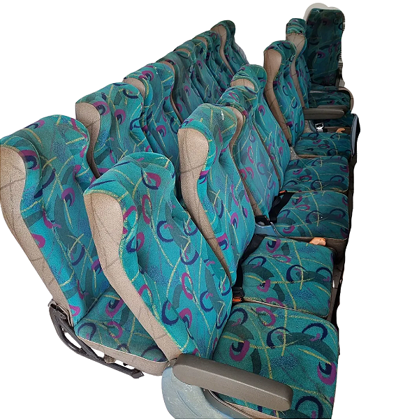 Jogo Poltrona bancada reclinavel Micro ônibus Van Azul Cinza 15 Lugares