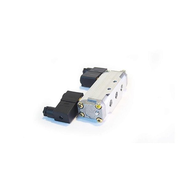 Valvula pneumatica abertura porta duplo solenoide 24v 1/4" 5/2 onibus busscar neobus marcopolo ciferal comil