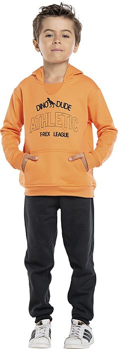 Conjunto moletom infantil menino athletic laranja