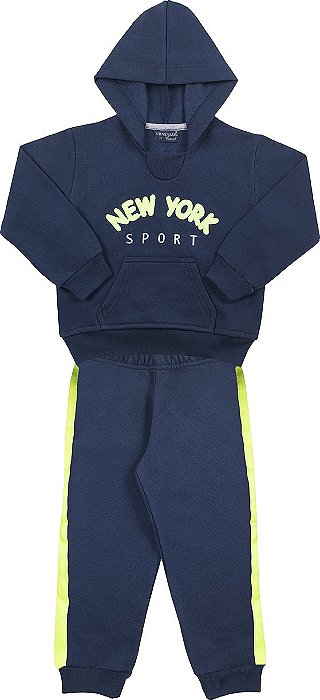 Conjunto moletom infantil menino fechado azul marinho