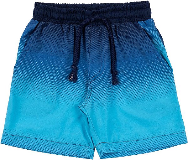 Bermuda infantil menino degradê microfibra tactel azul