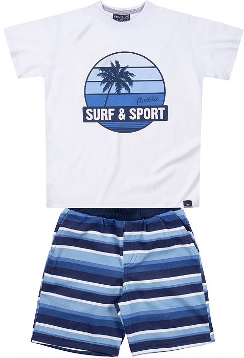CONJUNTO INFANTIL MENINO SPORT ALGODÃO BRANCO