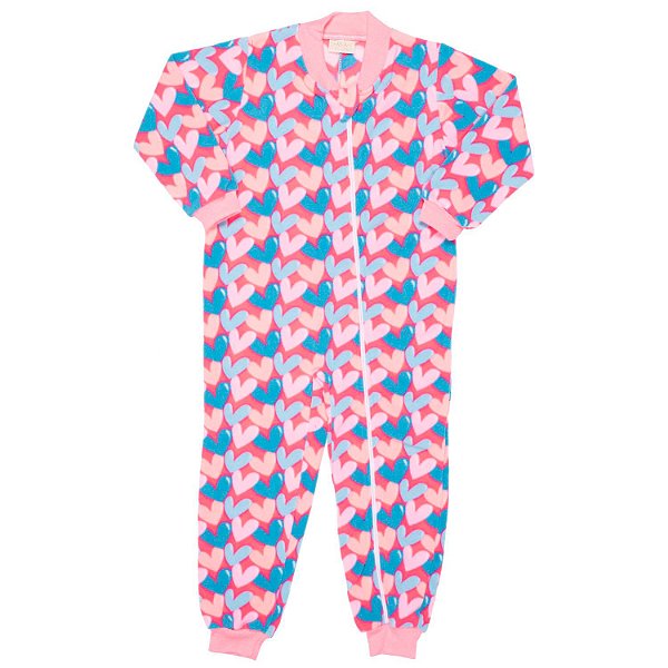PIJAMA INFANTIL MENINA CORAÇÕES SOFT PINK