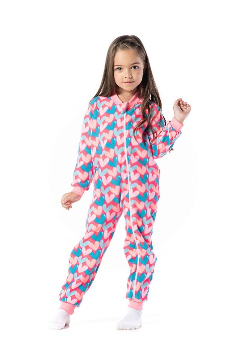 PIJAMA INFANTIL MENINA CORAÇÕES SOFT PINK