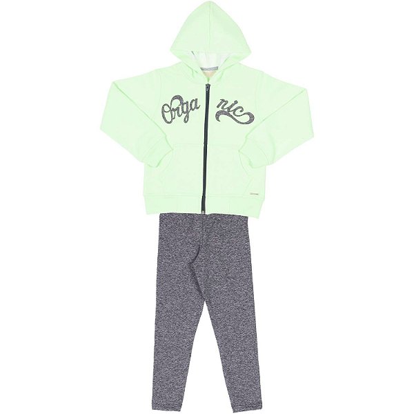 CONJUNTO INFANTIL MENINA ORGANIC MOLETOM VERDE