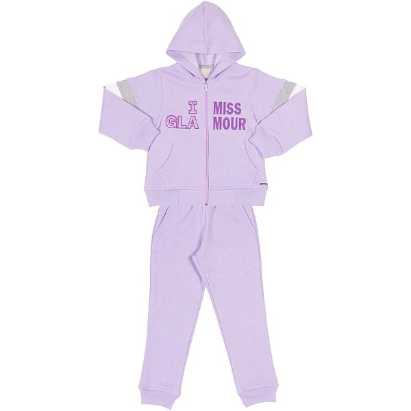 CONJUNTO INFANTIL MENINA MISS GLAMOUR MOLETOM LILÁS