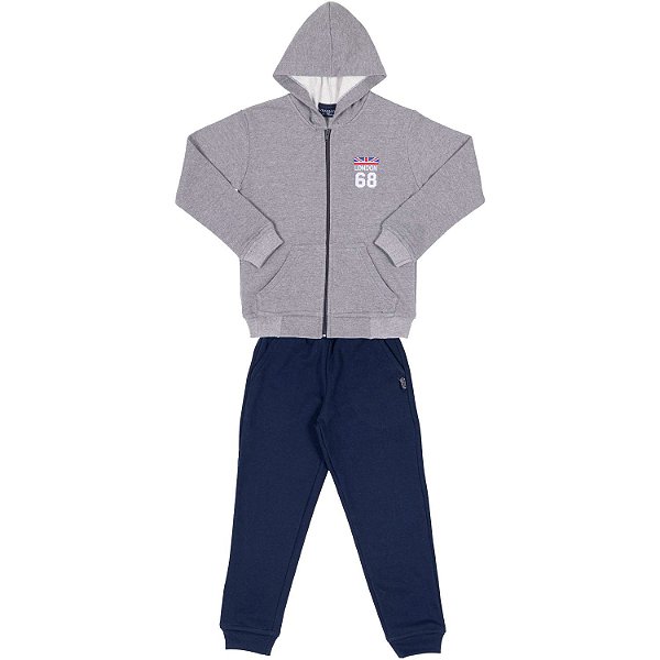 CONJUNTO ADULTO MASCULINO LONDON MOLETOM AZUL MARINHO