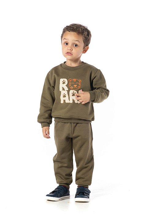 CONJUNTO INFANTIL MENINO TIGER MOLETOM VERDE MILITAR