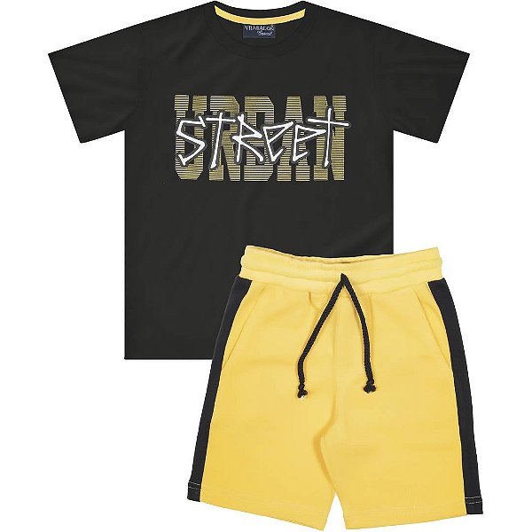 CONJUNTO INFANTIL MENINO URBAN ALGODÃO PRETO