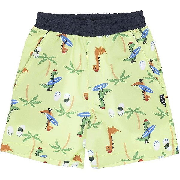 BERMUDA INFANTIL MENINO DINO MICROFIBRA VERDE