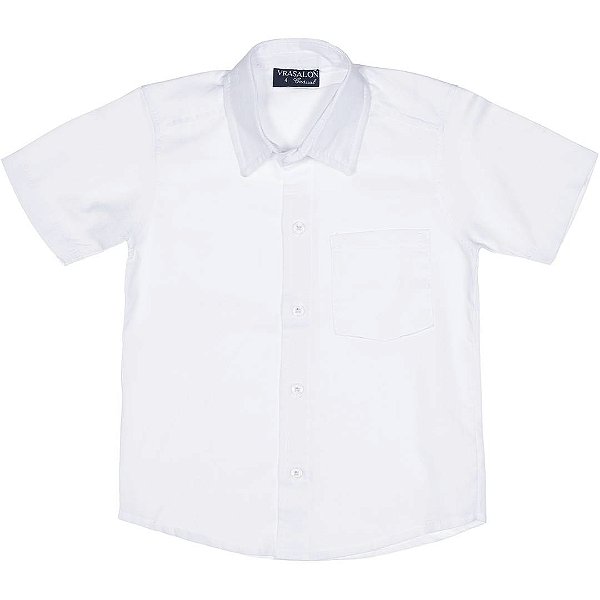 CAMISA INTANTIL MENINO BÁSICA ALGODÃO BRANCA