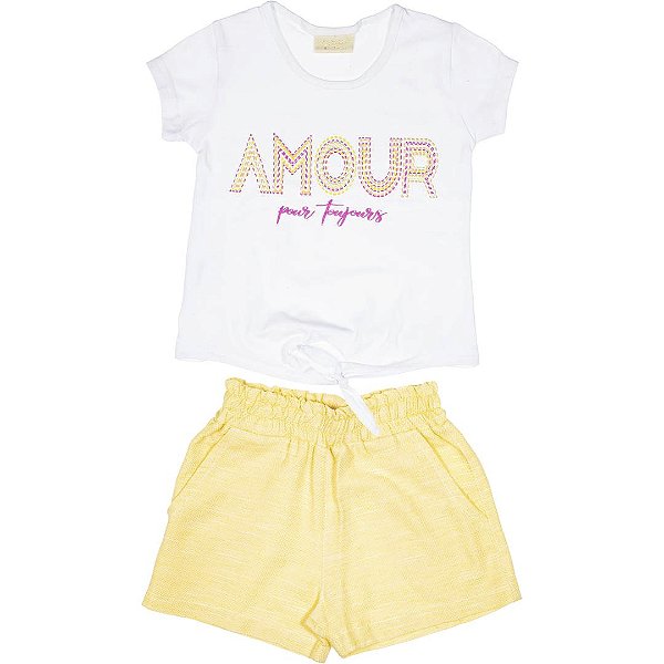 CONJUNTO INFANTIL MENINA AMOUR AMARELO