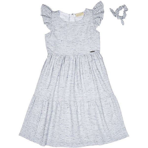 VESTIDO INFANTIL MENINA BABADOS AZUL