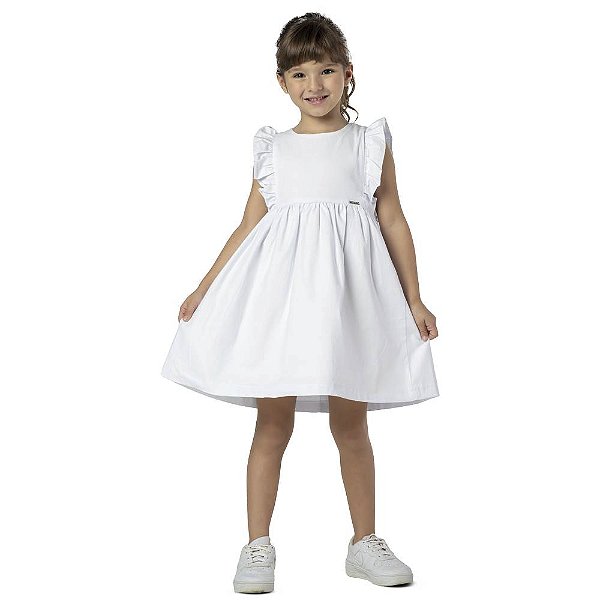 VESTIDO INFANTIL FERNANDA MENINA BABADO BRANCO