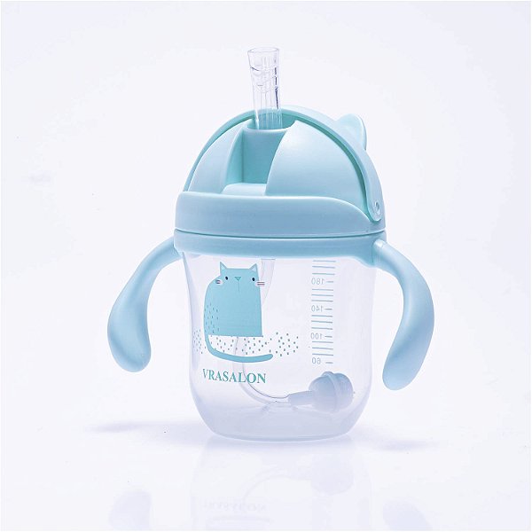 COPO BEBÊ COM ALÇA E CANUDO ANTIVAZAMENTO - 220ML AZUL