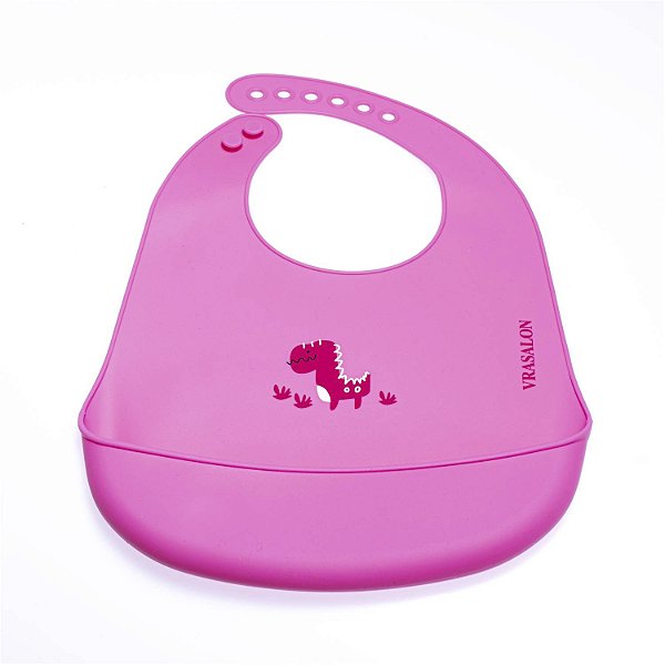 BABADOR DE SILICONE COM FECHO AJUSTÁVEL ROSA