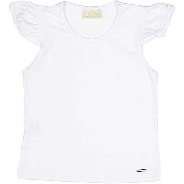 BLUSA INFANTIL MENINA BABADO ALGODÃO BRANCA