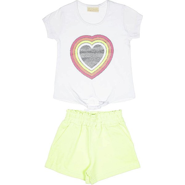 CONJUNTO INFANTIL MENINA CORAÇÃO VERDE