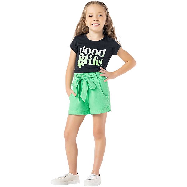 CONJUNTO INFANTIL MENINA GOOD LIFE ALGODÃO VERDE