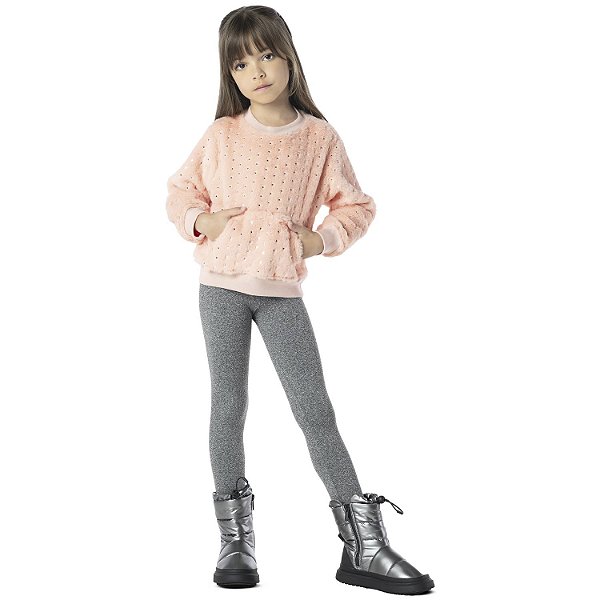 CONJUNTO INFANTIL MENINA ESTRELATO PELUDINHA ROSA