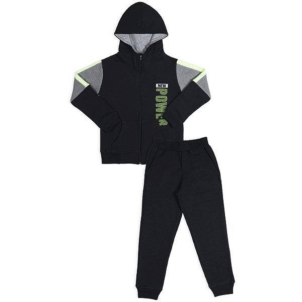 CONJUNTO INFANTIL MENINO NEW POWER MOLETOM PRETO