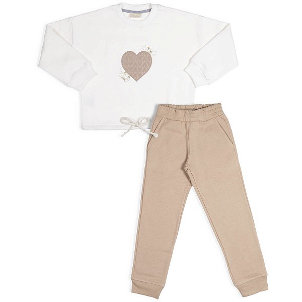 CONJUNTO INFANTIL MENINA ENCANTO NATURAL MOLETOM CRU