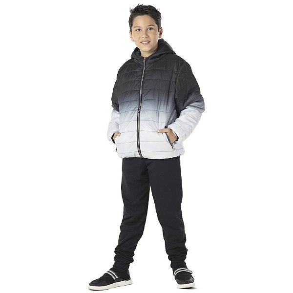 JAQUETA INFANTIL MENINO DUPLA FACE PRETA