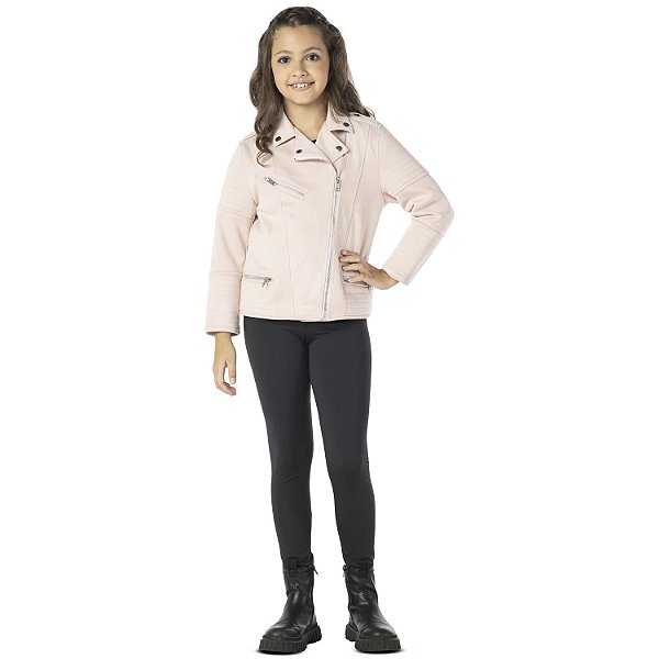 CASACO INFANTIL MENINA SUEDE ROSA