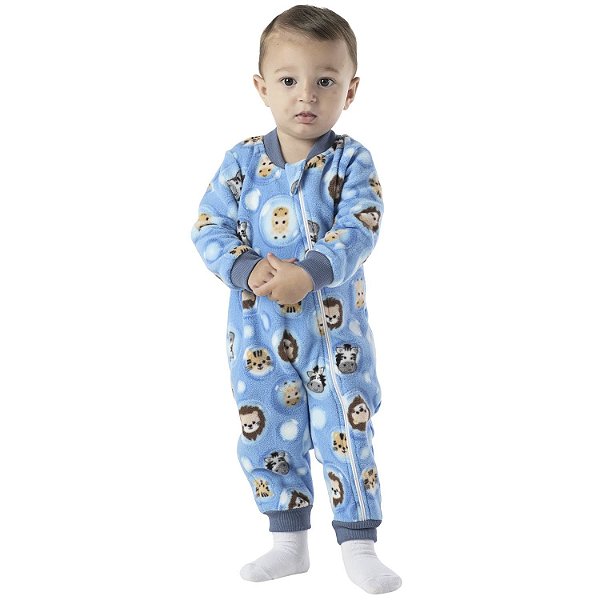PIJAMA MACACÃO INFANTIL MENINO BICHINHOS SOFT AZUL