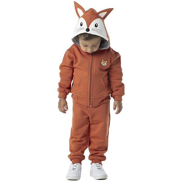 CONJUNTO INFANTIL MENINO RAPOSA MOLETOM OCRE