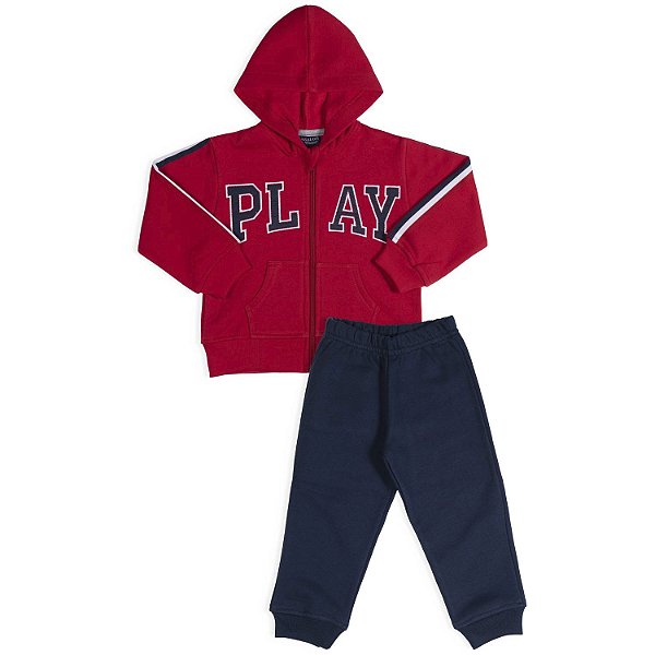 CONJUNTO INFANTIL MENINO MOLETOM PLAY VERMELHO