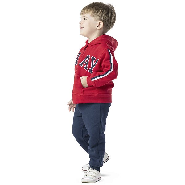 CONJUNTO INFANTIL MENINO MOLETOM PLAY VERMELHO