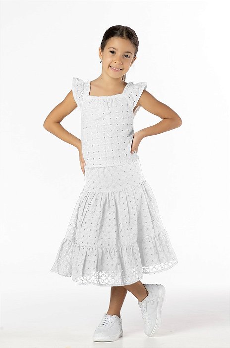 SAIA INFANTIL MENINA LAISE BRANCA
