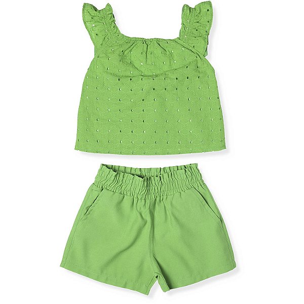 CONJUNTO INFANTIL MENINA TOP LAISE VERDE