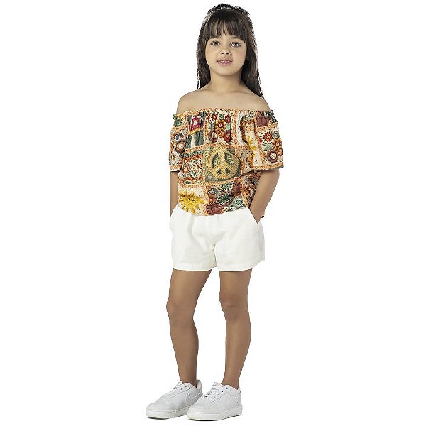 CONJUNTO INFANTIL MENINA ESTAMPA CROCHÊ