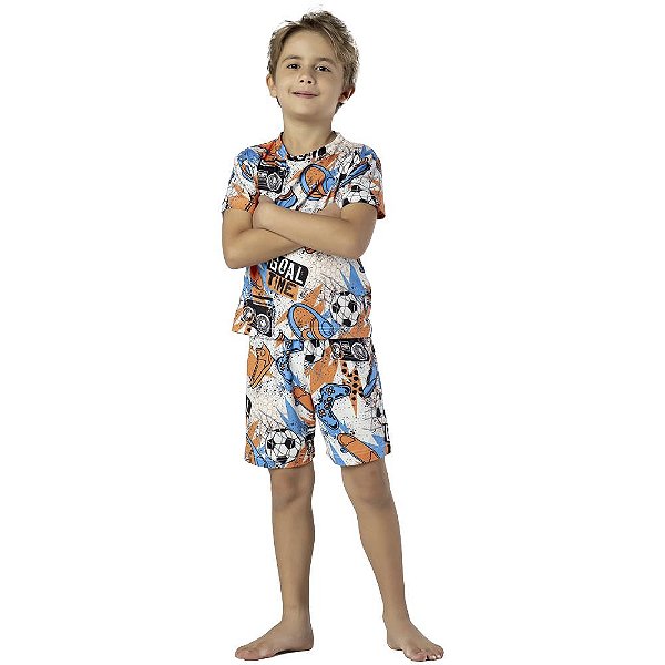 PIJAMA INFANTIL MENINO VERÃO TOUCH MODAL FUTEBOL