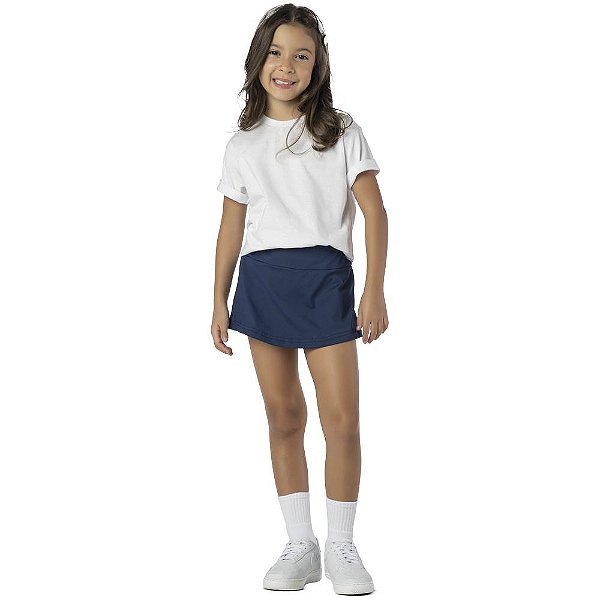 SHORT SAIA INFANTIL MENINA ESCOLAR SUPLEX MARINHO