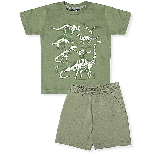 CONJUNTO INFANTIL MENINO DINOSSAUROS VERDE