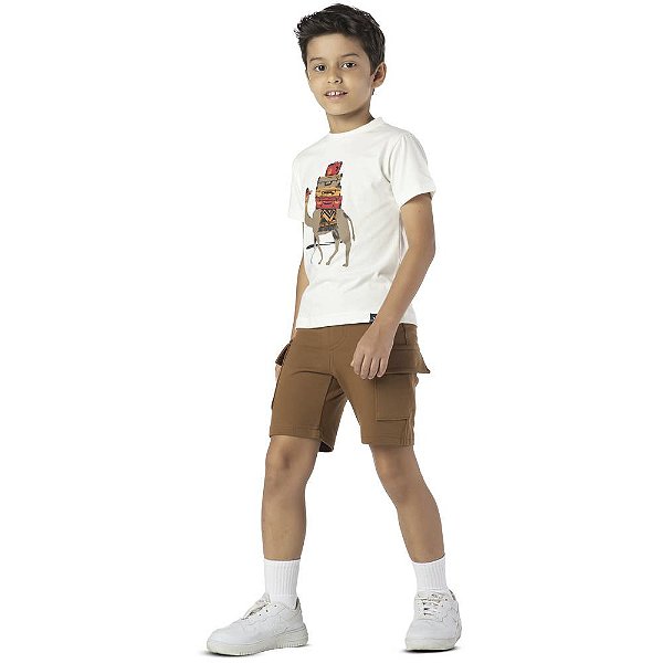 CONJUNTO INFANTIL MENINO CAMELO ALGODÃO CRU