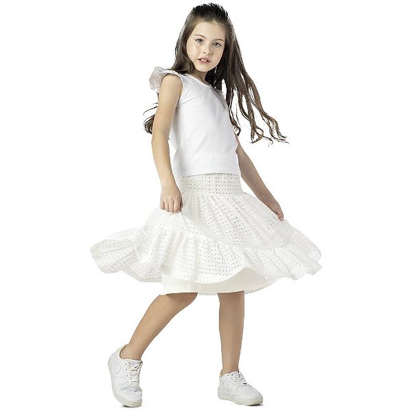 SAIA INFANTIL MENINA CROCHÊ BRANCA