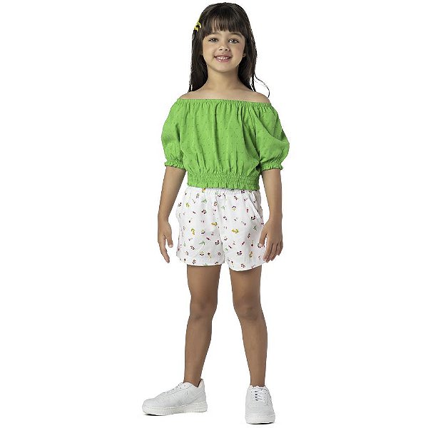 CONJUNTO INFANTIL MENINA ALGODÃO JACQUARD VERDE