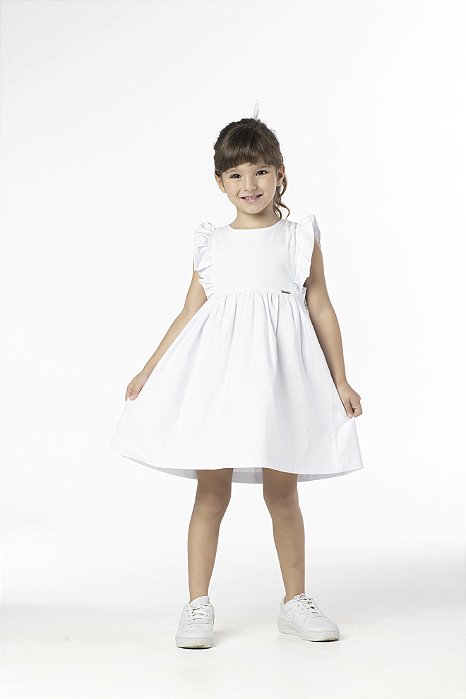 VESTIDO INFANTIL MENINA BABADO BRANCO