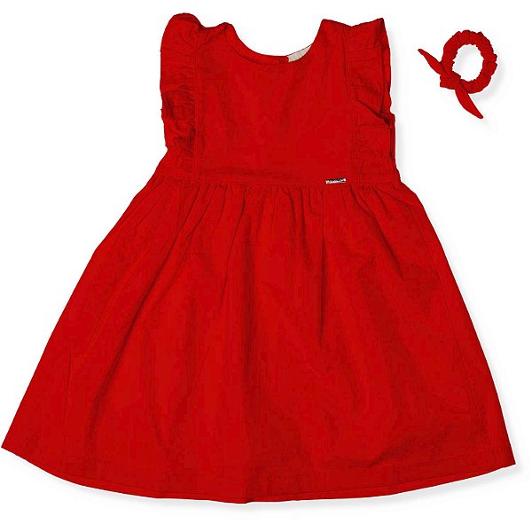 VESTIDO INFANTIL FERNANDA MENINA BABADO VERMELHO
