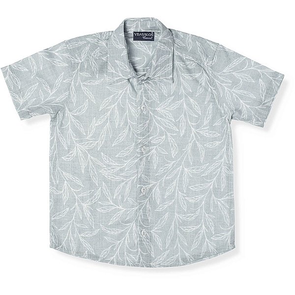 CAMISA INFANTIL MENINO ALGODÃO PLANTAS AZUL
