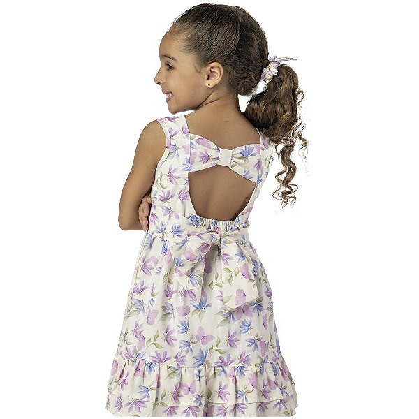 VESTIDO INFANTIL TALLY ALGODÃO FLORAL LILÁS