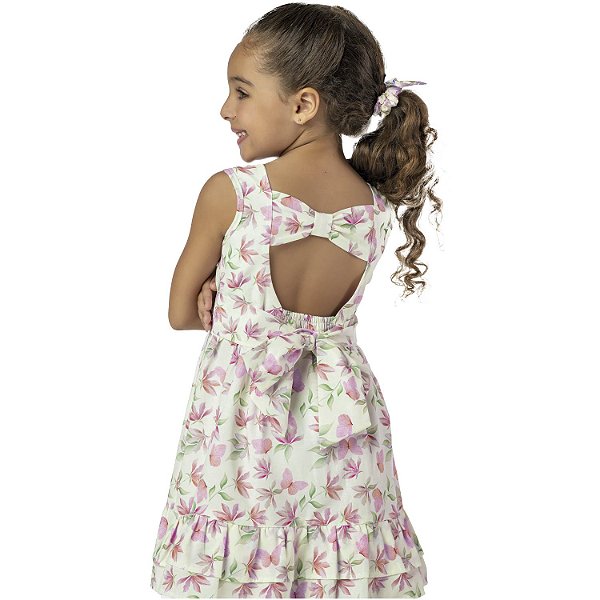VESTIDO INFANTIL TALLY ALGODÃO FLORAL ROSA